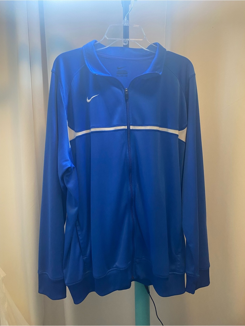 Nike Men’s Royal Blue Full-Zip Performance Jacket with White Stripe - Picture 1 of 7